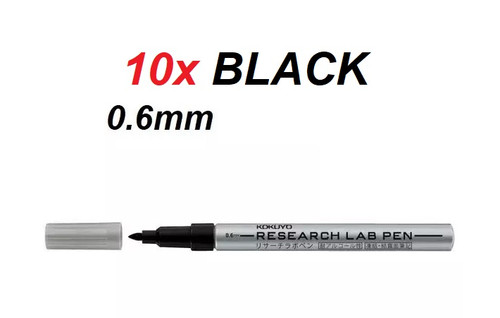 KOKUYO RESEARCH LAB PEN Alcoho-Resistant Marker 0.6mm - 10x BLACK