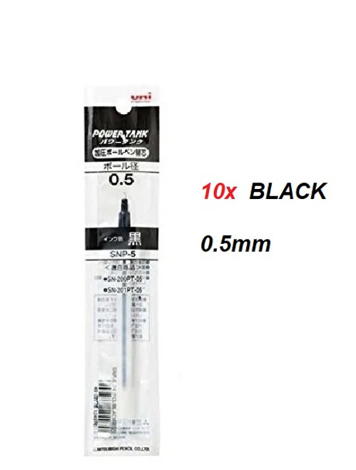 UNIBALL Power Tank 0.5mm REFILL SNP5 pressurised ink - 10x BLACK