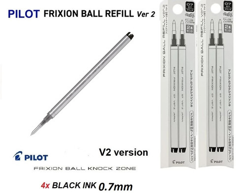 Pilot FriXion ZONE V2 Eraserable INK REFILLS 0.7mm - 4x BLACK INK