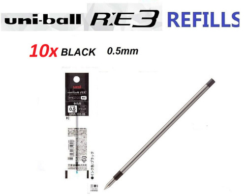 UNIBALL RE Erasable ink Multi pen REFILLS 0.5mm URR103 - 10x BLACK