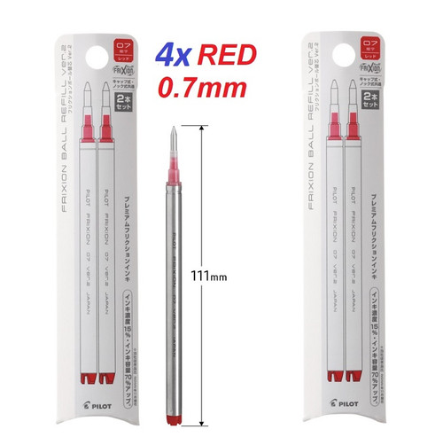  Pilot FriXion ZONE V2 Eraserable INK REFILLS 0.7mm - 4x RED INK