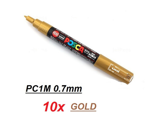  Uni POSCA PC-1M Paint Marker Pen 0.7mm - 10x GOLD