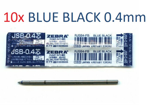 Zebra Sharbo Pen Gel REFILLS JSB04 - 10x BLUE BLACK