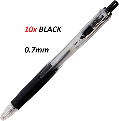 Zebra Surari Emulsion Ballpoint Ink Pen 0.7mm -10x BLACK