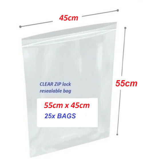 Clear Re-sealable plastic bag 55cm x 45cm  - 25x bags