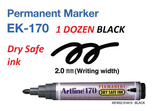 ARTLINE 170 Permanent Marker 2mm Bullet Nib  - 1 Dozen BLACK