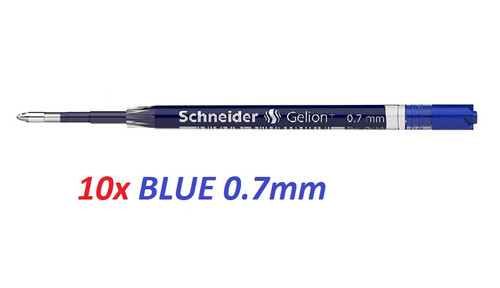 Schneider Gelion+ 0.7mm Gel ink REFILL - 10x BLUE
