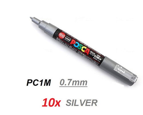 Uni POSCA PC-1M Paint Marker Pen 0.7mm - 10x Silver