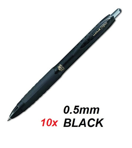 Uniball Signo 307 Retractable Gel Pens 0.5mm UMN307  - 10x BLACK
