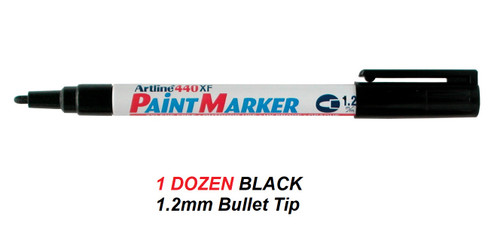 Artline Paint Marker EK440XF Bullet Tip 1.2mm - 1 Dozen BLACK