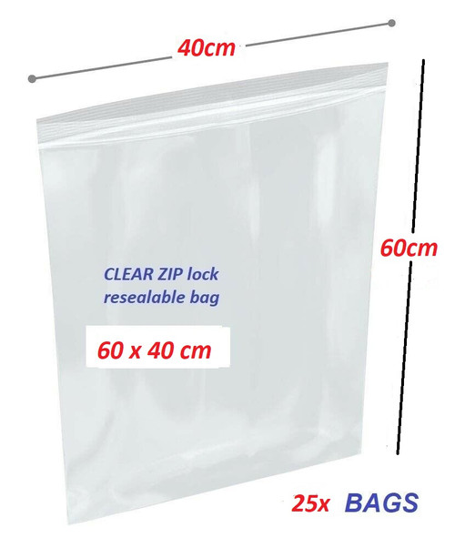  Clear Re-sealable plastic bag 60cm x 40cm XL - 25x bags