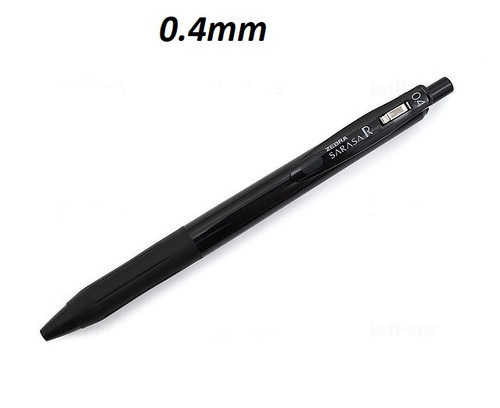 Zebra Sarasa R Gel ink Pen 0.4mm Black Body Black Ink - 10x BLACK