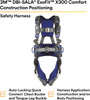 3M™ DBI-SALA® ExoFit X300 Comfort Construction Positioning Harness with Back and Side D-Rings, Shoulder, Back and Leg Padding