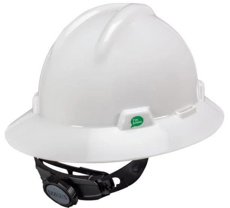 MSA V-Gard Full-Brim Hard Hat – Slotted with Fas-Trac III Ratchet Suspension