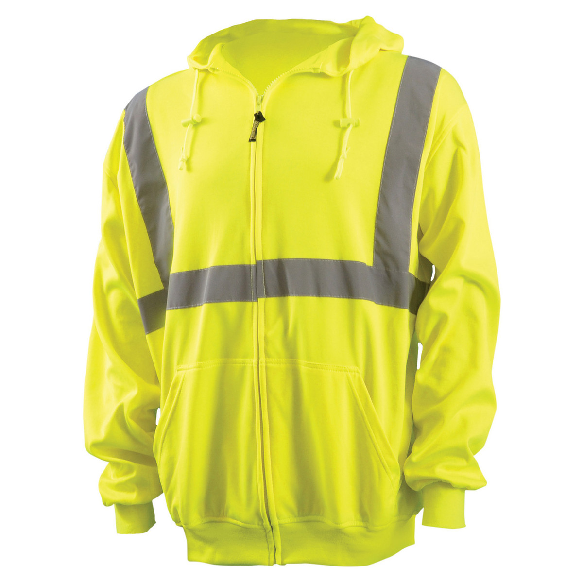 OccuNomix LUX-SWTLHZ Type R Class 2 Zippered Lightweight Safety Hoodie, Hi-Viz Yellow/Lime