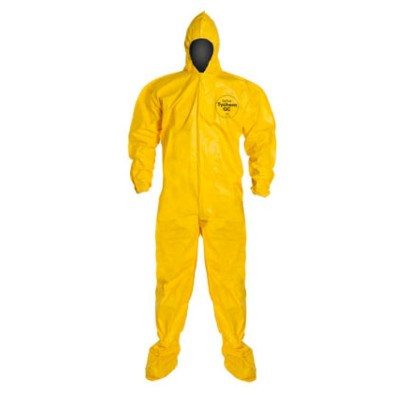 Dupont Tychem® 2000 QC122SYL Coveralls, Hood, Elastic Wrists, Attached Socks, Serged Seams, Sold Per Case (12 each)