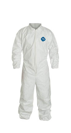Dupont TY125SWH Tyvek 400 Coveralls, Zipper Front, w/Elastic Wrists & Ankles, 25 each/case