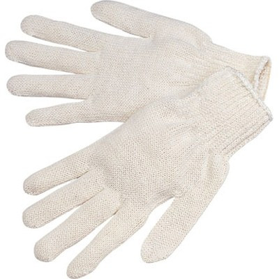 Durawear String Knit Glove, Light Weight, Cotton/Poly, Natural Color, 12 pair/pkg