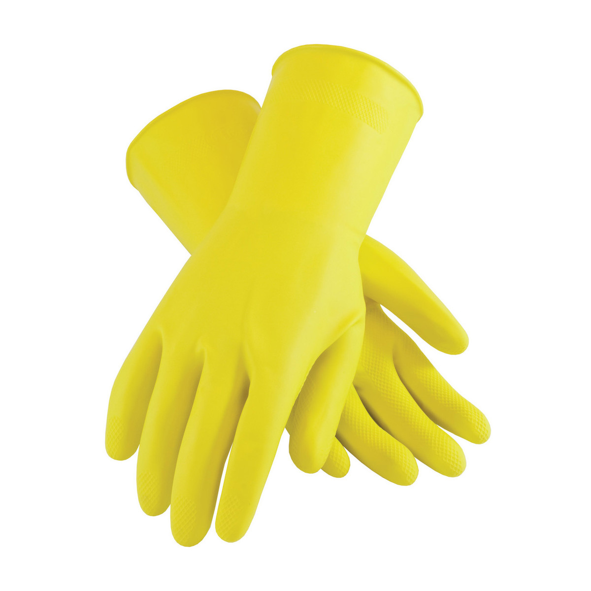 PIP Assurance Unsupported Yellow Latex Glove, Flock Lined with Raised Diamond Grip, 21 Mil, 12 pair/pkg | Mfg# 48-L212Y
