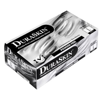 DuraSkin 2810W Latex 5 mil Powder Free Disposable Gloves, 100 Gloves Per Dispenser