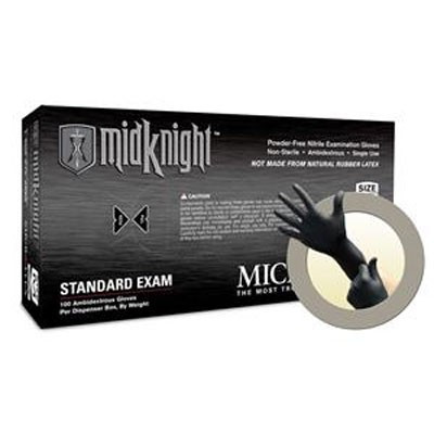 Microflex® MidKnight Powder Free Black Nitrile Glove, 100 each/box, 5 mil Thick, Mfg# MK-296