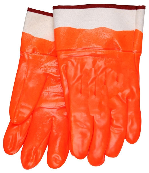 Fluorescent Orange PVC Coated Glove, Smooth Finish, Foam Insulated, 2 1/2" Rubberized Safety Cuff, Sold in Pairs | Mfg# 2520