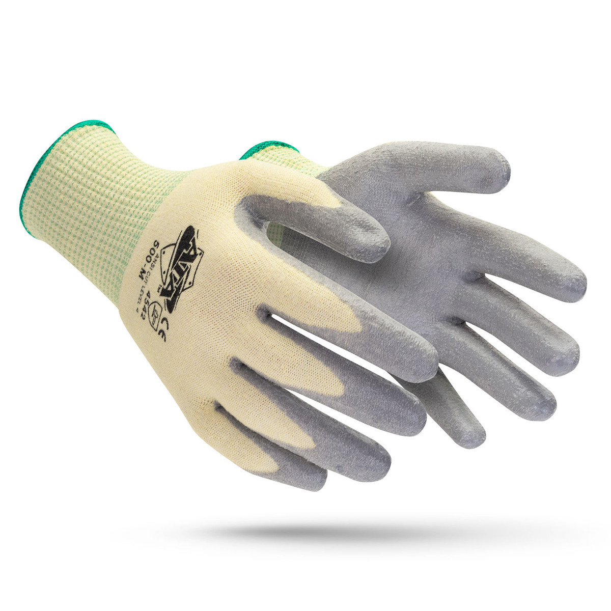Worldwide Protective ATA® 500 Cut Resistant Work Glove, Grey Polyurethane Palm Coated Palm, ANSI Cut Level A3, Sold Per Pair, Mfg #500