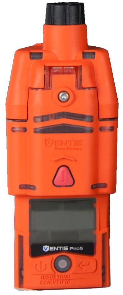 Industrial Scientific Ventis Pro5 Multi-Gas Monitor, Pumped, LEL (Pentane), CO/H2S, SO2, O2, Extended Li-ion, Desktop Charger, Orange, Mfg# VP5-KJ532111101