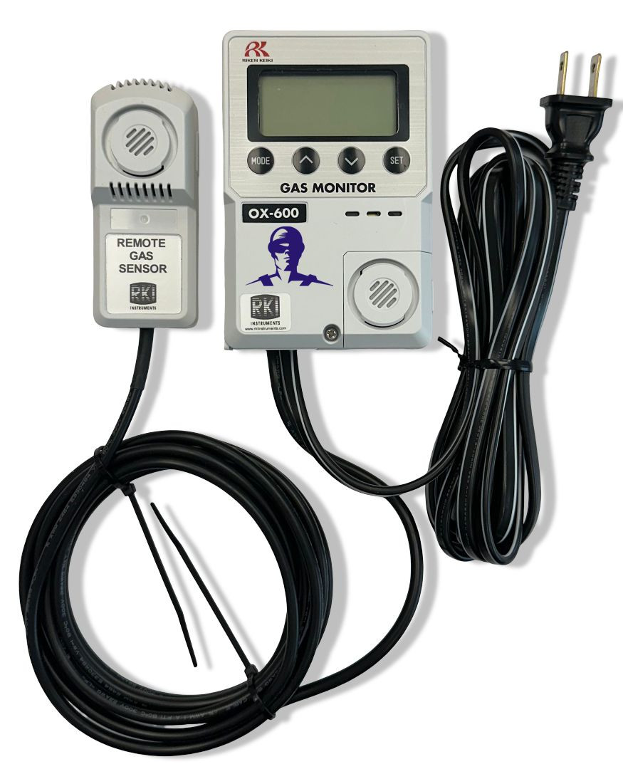 RKI OX-600 O2 Oxygen Gas Monitor, With 10 Meter Remote O2 Sensor, 0-25% Range, 115 VAC | Mfg# 72-1006-10