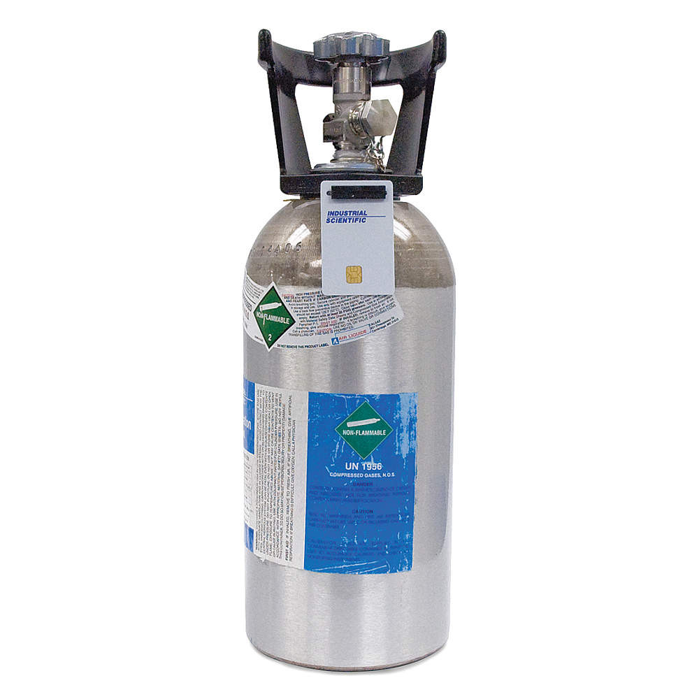 Industrial Scientific Calibration Gas, 650 Liter, 100 ppm CO, 25 ppm H2S, 18% O2, 25% LEL Pentane, Mfg# 18109159, Hazmat