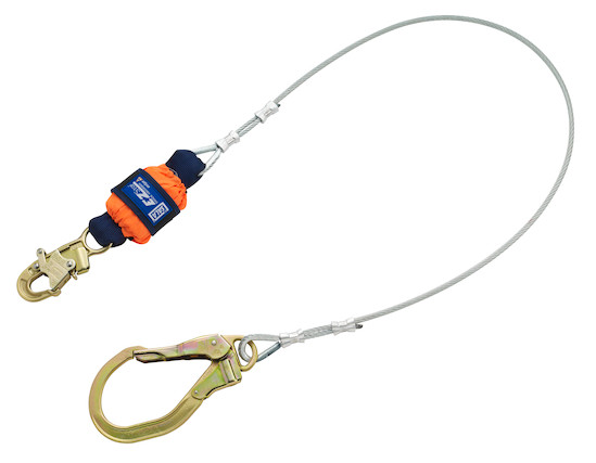 DBI Sala EZ-STOP Leading Edge Cable Shock Absorbing Lanyard, Mfg# 1246261, 6 ft. (1.8m) Cable Single-Leg With Snap Hook At One End, Steel Rebar Hook At Other End