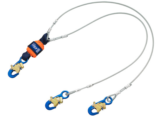 DBI Sala EZ-Stop Leading Edge 100% Tie-Off Cable Shock Absorbing Lanyard, Mfg# 1246068, 6 ft. (1.8m) Cable Double-Leg With Snap Hooks At Each End.