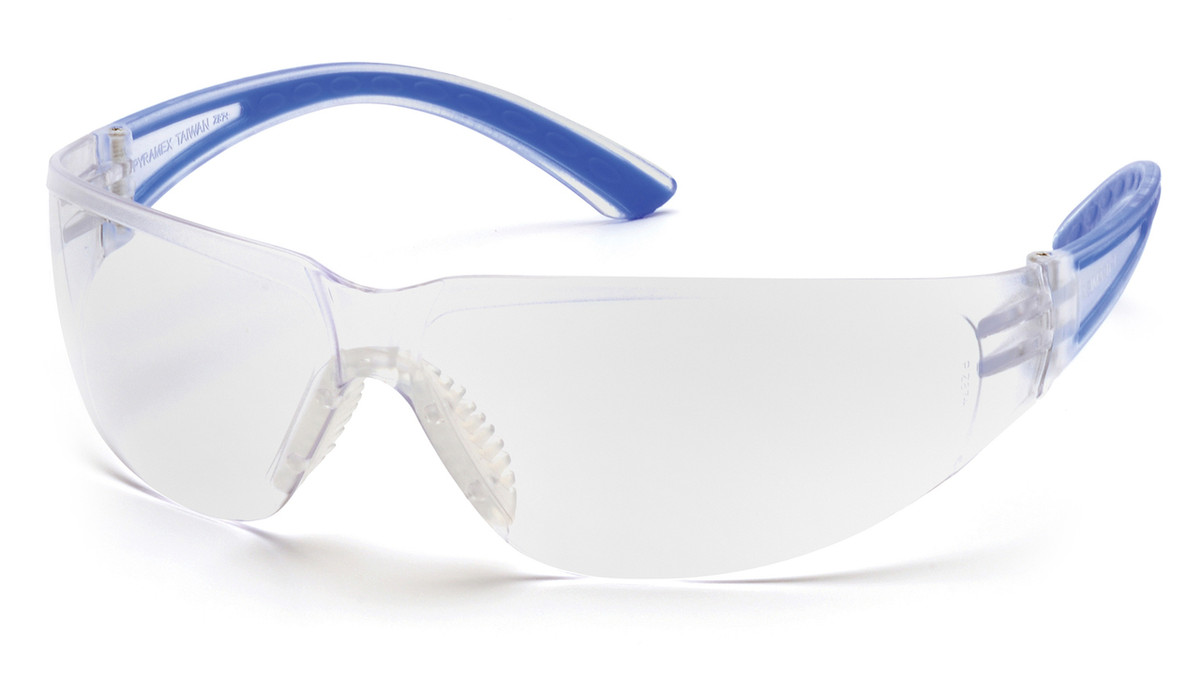 Pyramex Safety Cortez Safety Glasses, Clear Lens with Blue Temples, Part No. SN3610S
