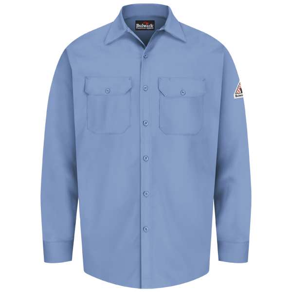 Bulwark FR SEW2LB Work Shirt, Light Blue, EXCEL FR®  7 oz. 100% Cotton