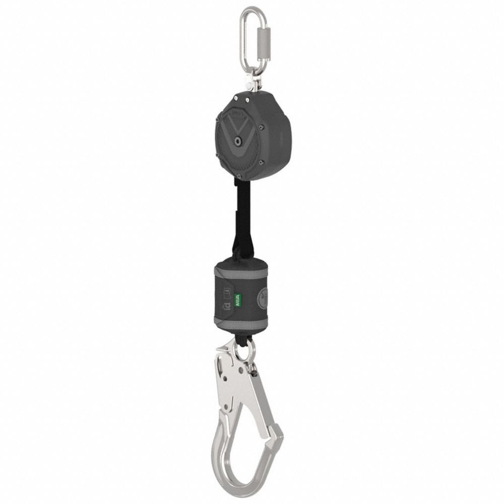 MSA V-SHOCK PFL Personal Fall Limiter, 6 Ft. (1.8m) Web, AL36CL Aluminum Rebar Hook, Steel Carabiner Harness Connection, Mfg#VSOHW-011-NA-A