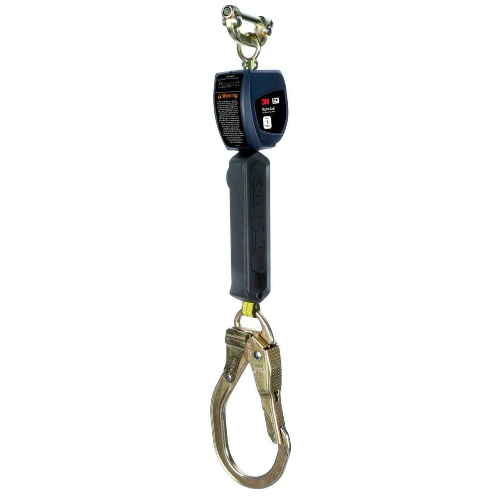 3M DBI Sala 3100537 Nano-Lok Single Leg, 6 ft Self Retracting Life Line, ANSI Level 1, Single Pin Connector and Steel Rebar Hook with Locking Nose