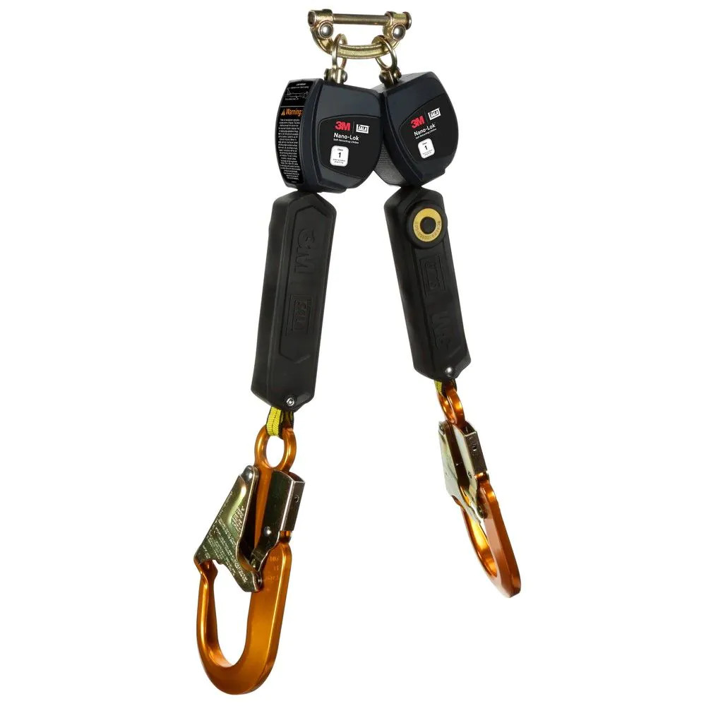 3M DBI Sala Class 1 Nano-Lok Twin Leg 6 ft. Self Retracting Life Line with Single Pin Connector, Aluminum Rebar Hooks, Mfg# 3100548