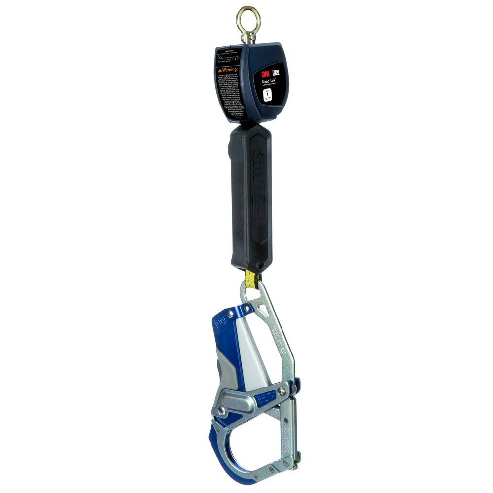 3M DBI Sala 3100542 Nano-Lok Single Leg, 6 ft. Self Retracting Life Line, ANSI Class 1, No Connector, Comfort Grip Hook at Leg End