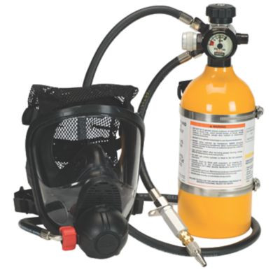MSA PremAire Cadet Escape 10-Minute Aluminum Cylinder with Medium Facepiece Respirator, Hansen Fittings, Hazmat