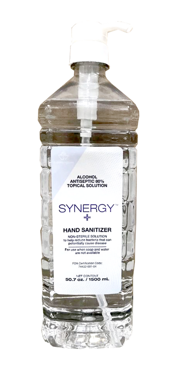 Superior Glove Synergy Hand Sanitizer,  80% Alcohol Antiseptic, 50.7 fl. oz. / 1500 mL, Pump Top