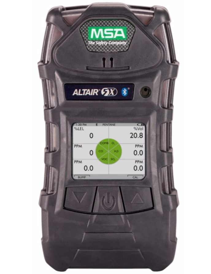MSA Altair 5X Multigas Detector, 5-Gas, LEL,O2,CO,H2S,SO2, Color Display, Bluetooth, Industrial Kit | Mfg# 10116929