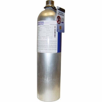 Industrial Scientific Calibration Gas, 58 Liter, 5 ppm Sulfur Dioxide, 25 ppm H2S, 100 ppm Co, 25% LEL Pentane, 18% O2, Mfg# 18109222, Hazmat