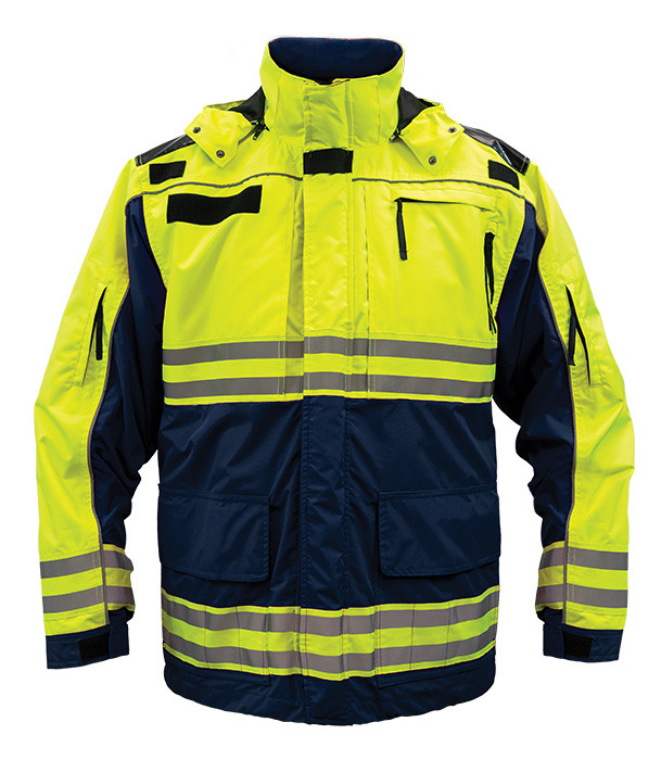 GAME 3555 Hi-Viz Class 2 Rescue Jacket with Detachable Hood, Navy Blue