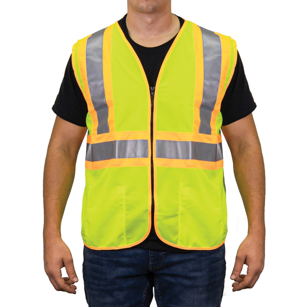 PIP ANSI Class 2 X-Back Safety Vest, Hi-Vis Orange, 5-Point