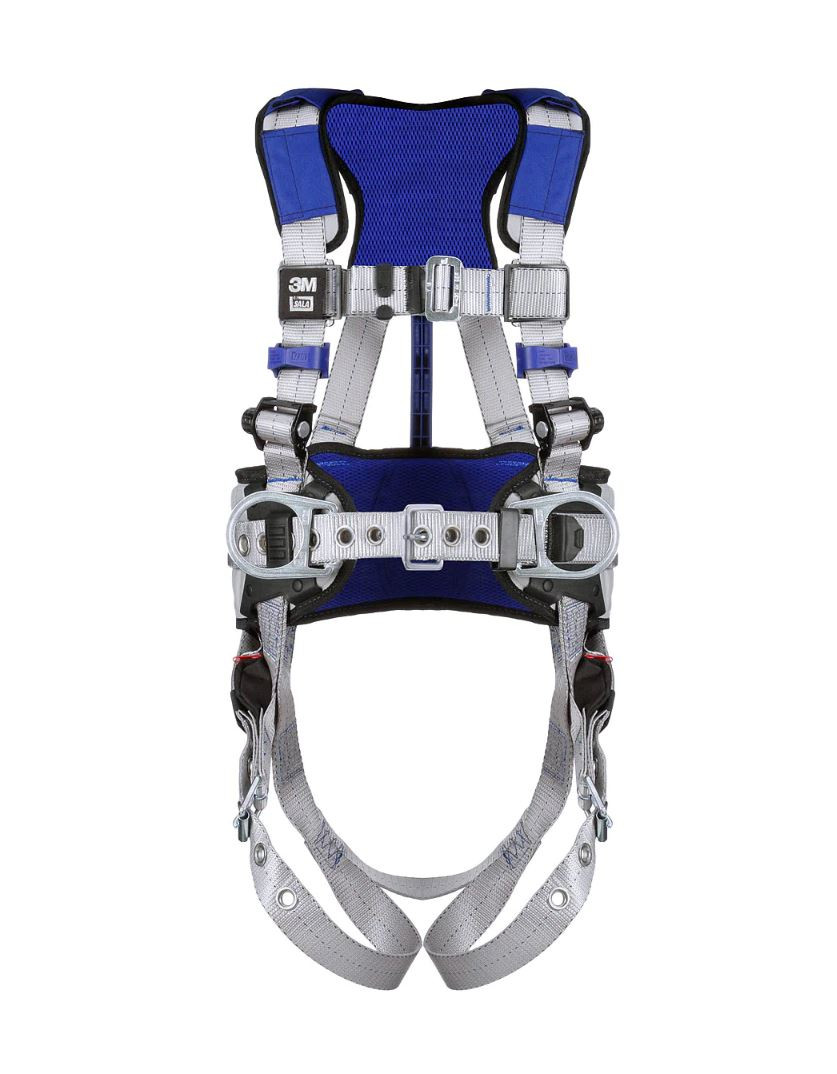 3M DBI-SALA ExoFit X100 Comfort Construction Positioning Safety Harness with Front, Back and Hip D-Rings, Pass-through Chest Buckle, Tongue and Buckle Leg Straps