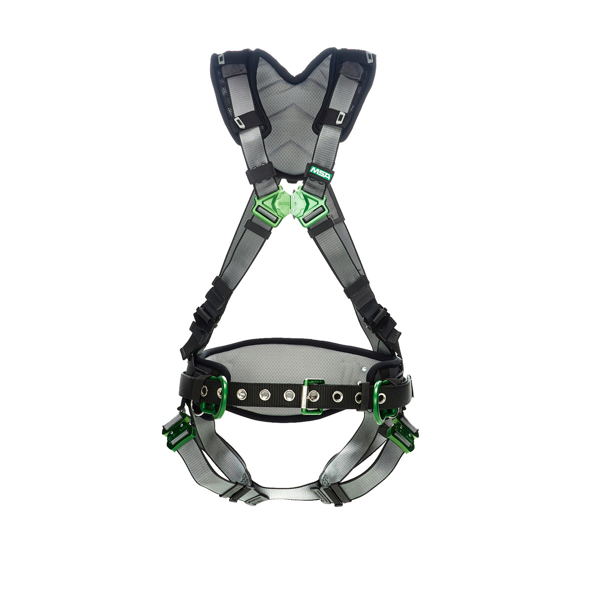 MSA V-FIT Construction Harness, Back & Hip D-Rings, Quick-Connect Leg Straps, Shoulder Padding