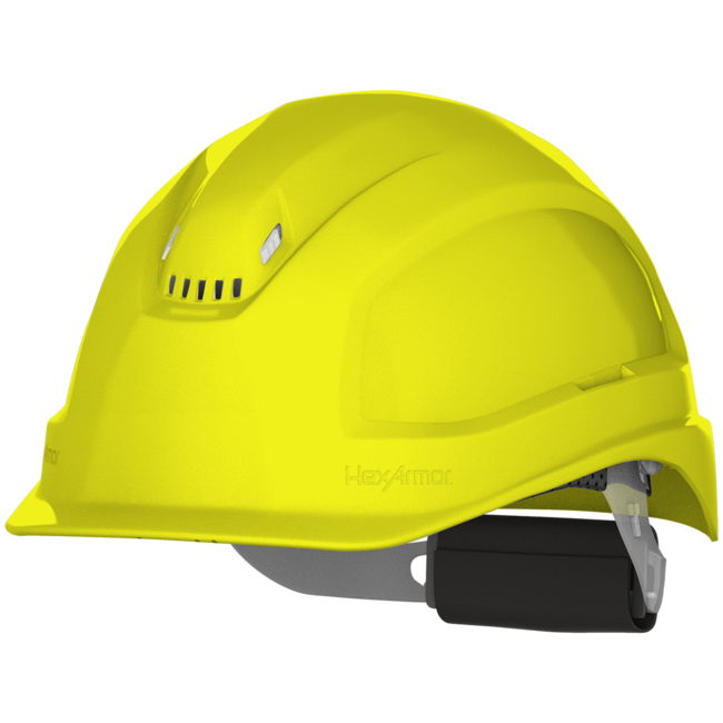 HexArmor Ceros XP250 Hi-Viz Yellow Short Brim Vented Class C Safety Helmet, Mfg# 16-11010
