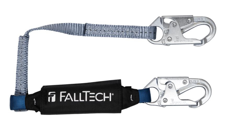 FallTech 4 ft ViewPack 8254 Energy Absorbing Lanyard, Single-leg with Steel Snap Hooks