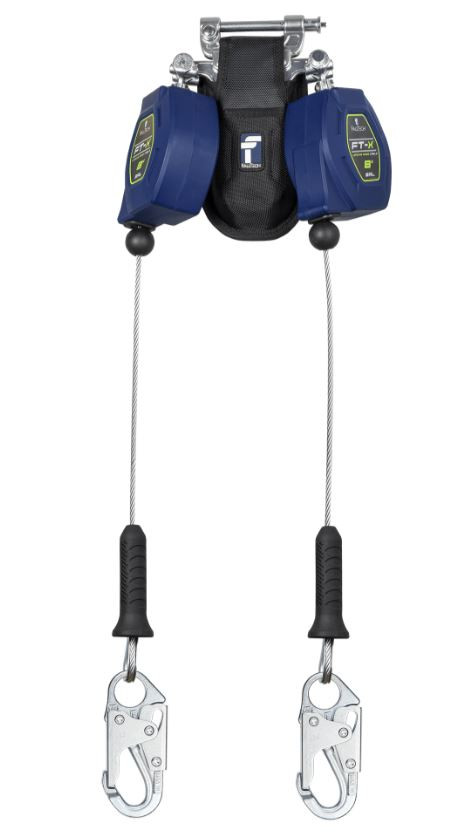 FallTech 8' FT-X EdgeCore Class 2  LE Cable Leading Edge Personal SRL, Twin-leg with Steel Snap Hooks | MFG # 82808TP1