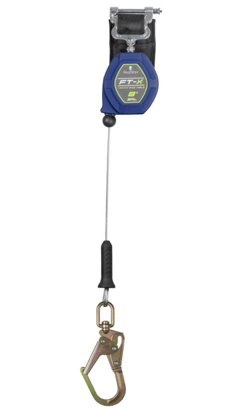 FallTech 8' FT-X EdgeCore Class 2  LE Cable Leading Edge Personal SRL, Single-leg with Mini Rebar Hook | MFG # 82808SP0S